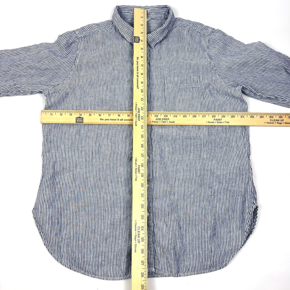 LL Bean Premium Washable Linen Button Up Shirt Womens Sz L White Blue Tunic - Picture 5 of 16